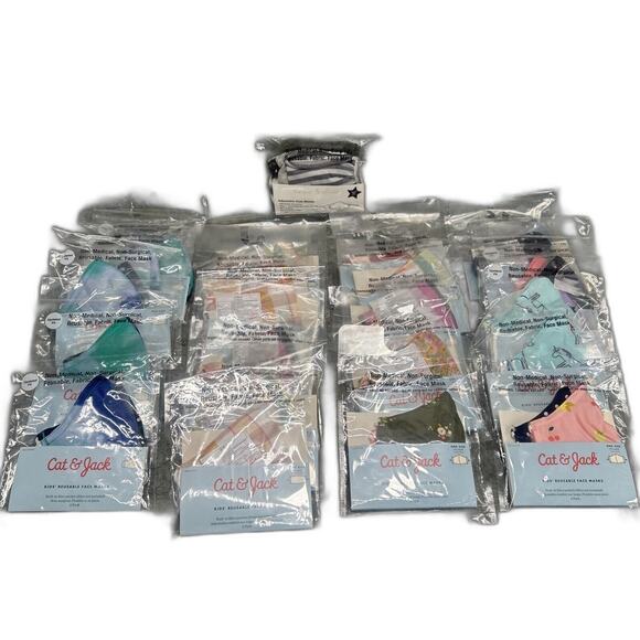 47 Cat & Jack Kid's Reusable Face Masks Cotton Fabric One Size Fits Most NEW - Picture 1 of 7